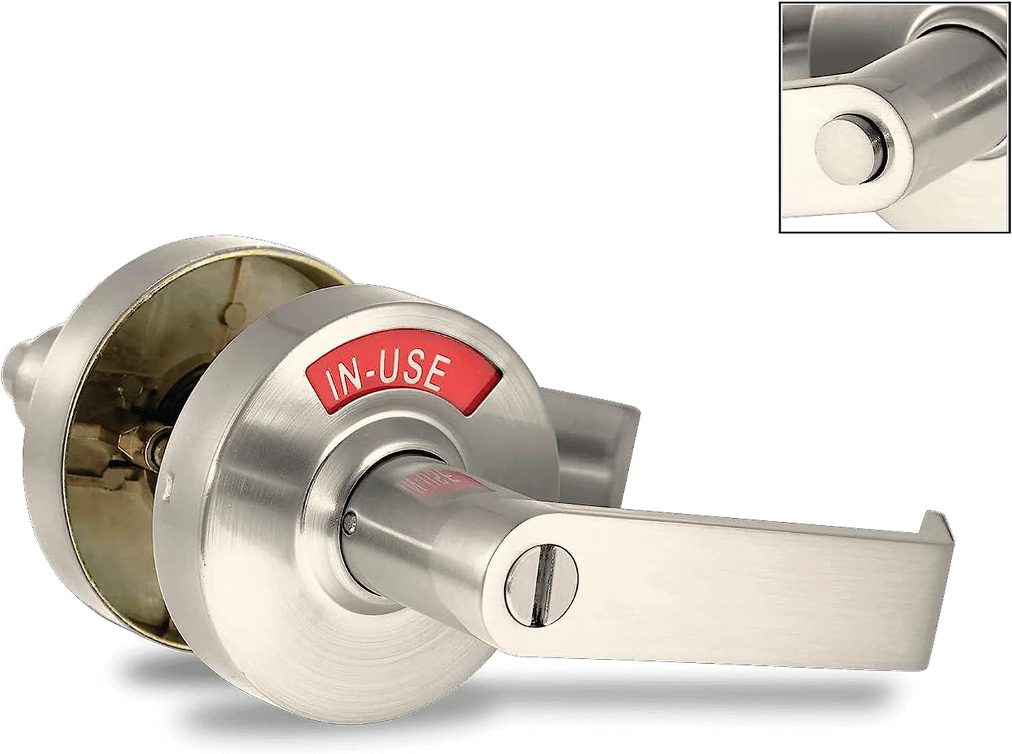 ADA Door Lock with Indicator in Satin Nickel Right-Handed