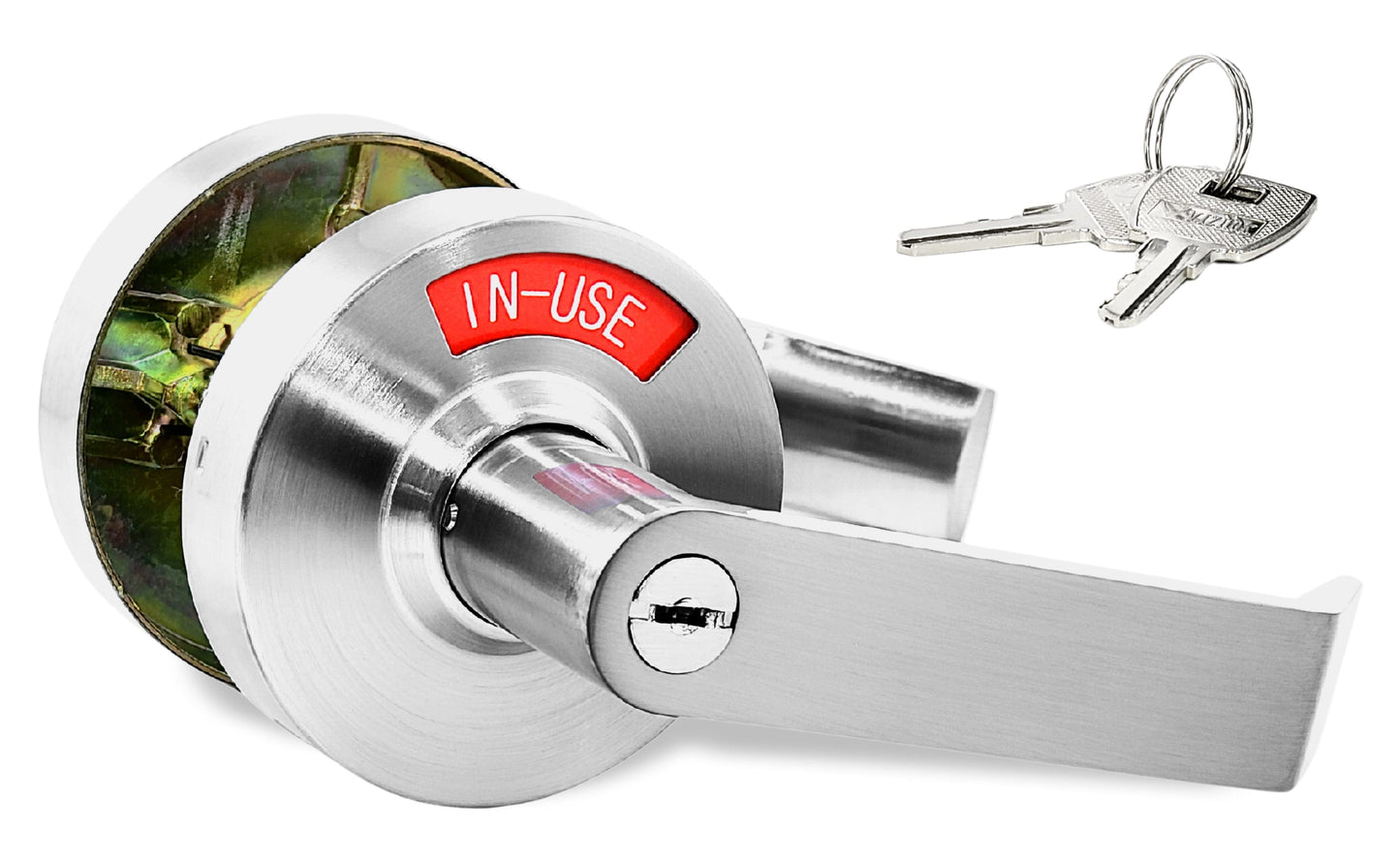 Privacy Indicator Door Lock with Keys in Satin Chrome
