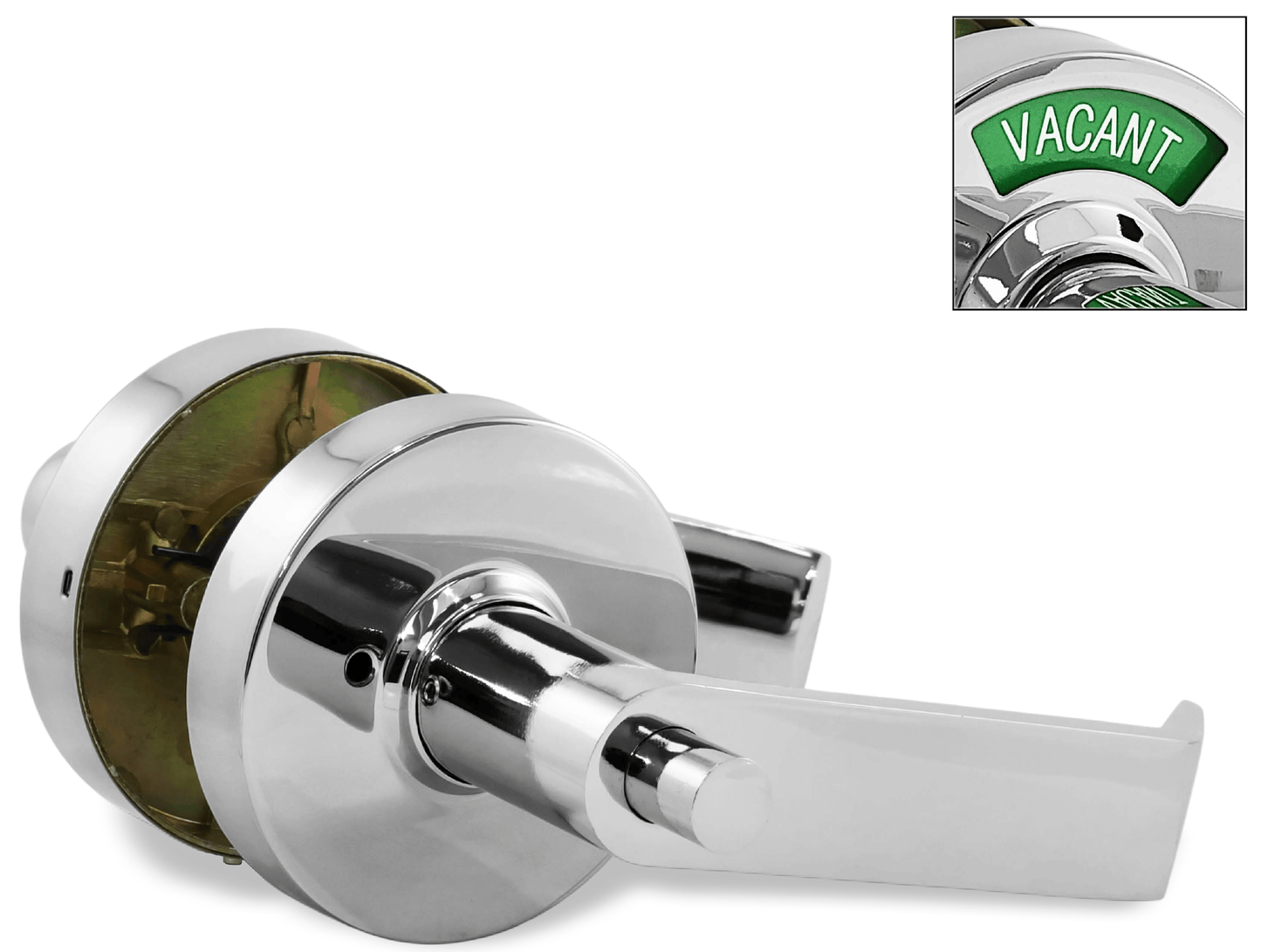 ADA Door Lock with Indicator in Polished Chrome - Left-Handed