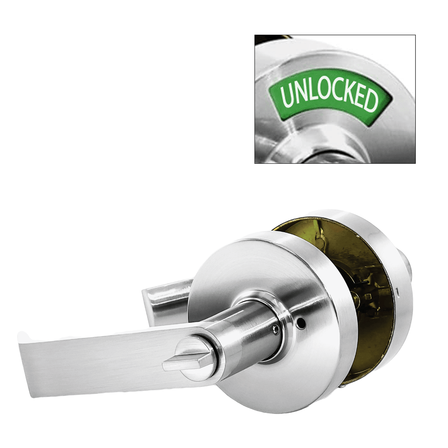 Privacy Door Lock with Occupancy Indicator in Satin Chrome