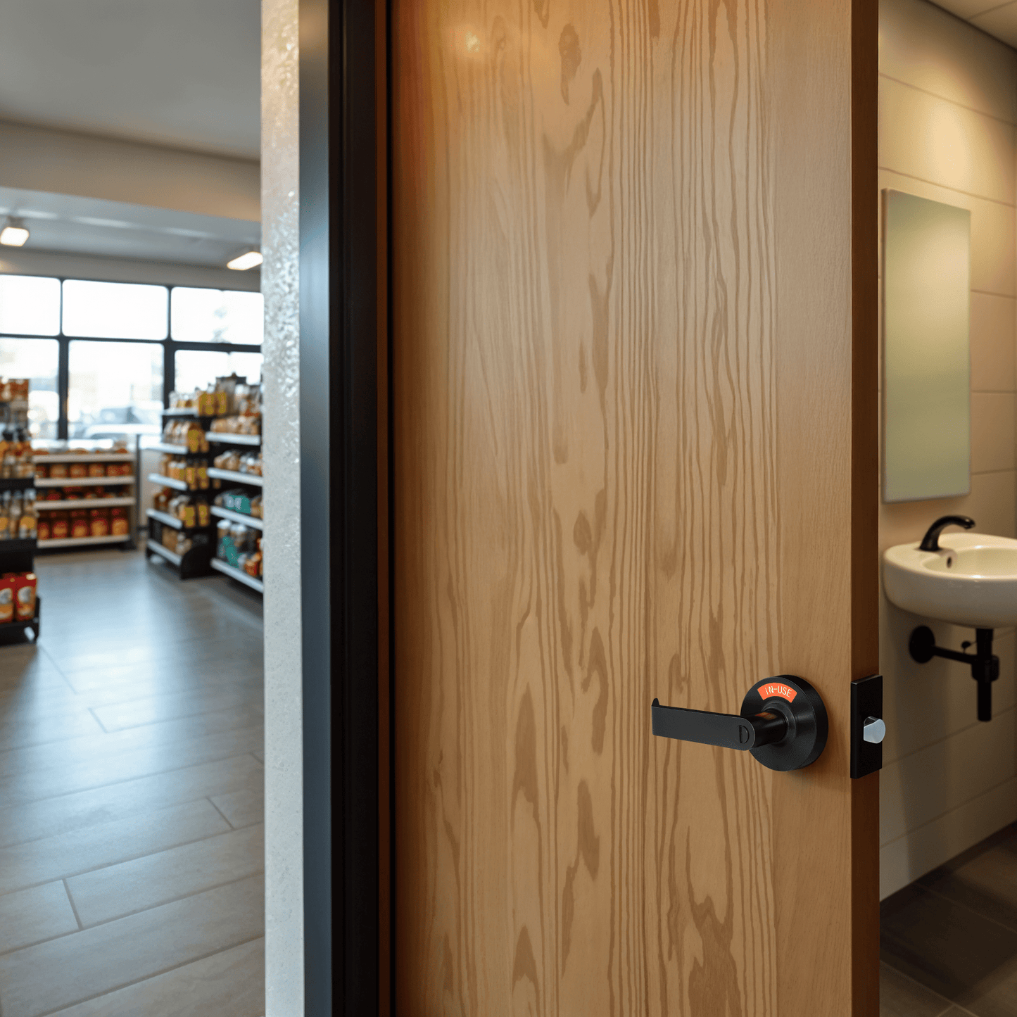 Privacy Door Lock with Occupancy Indicator in Matte Black