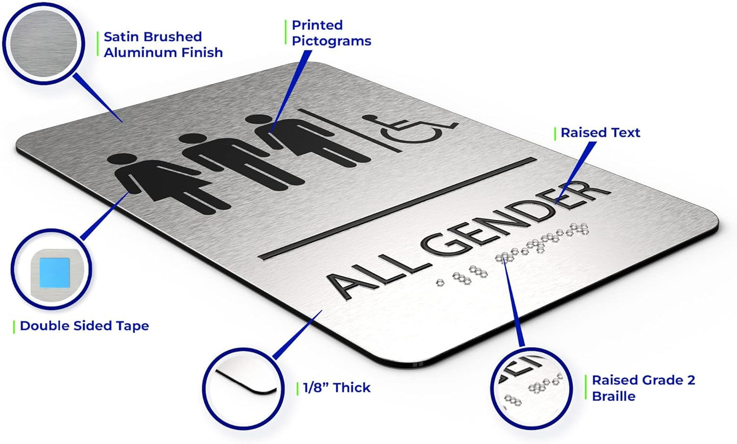 ADA Restroom Sign | All Gender Wheelchair Accessible| 6x9 inches