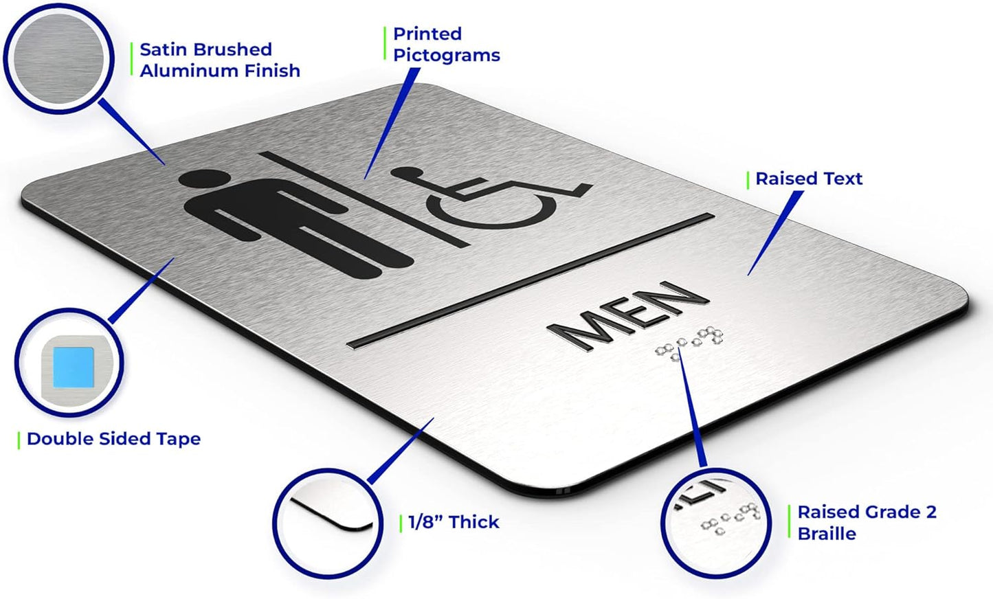 ADA Restroom Sign | Men Wheelchair Accessible| 6x9 inches