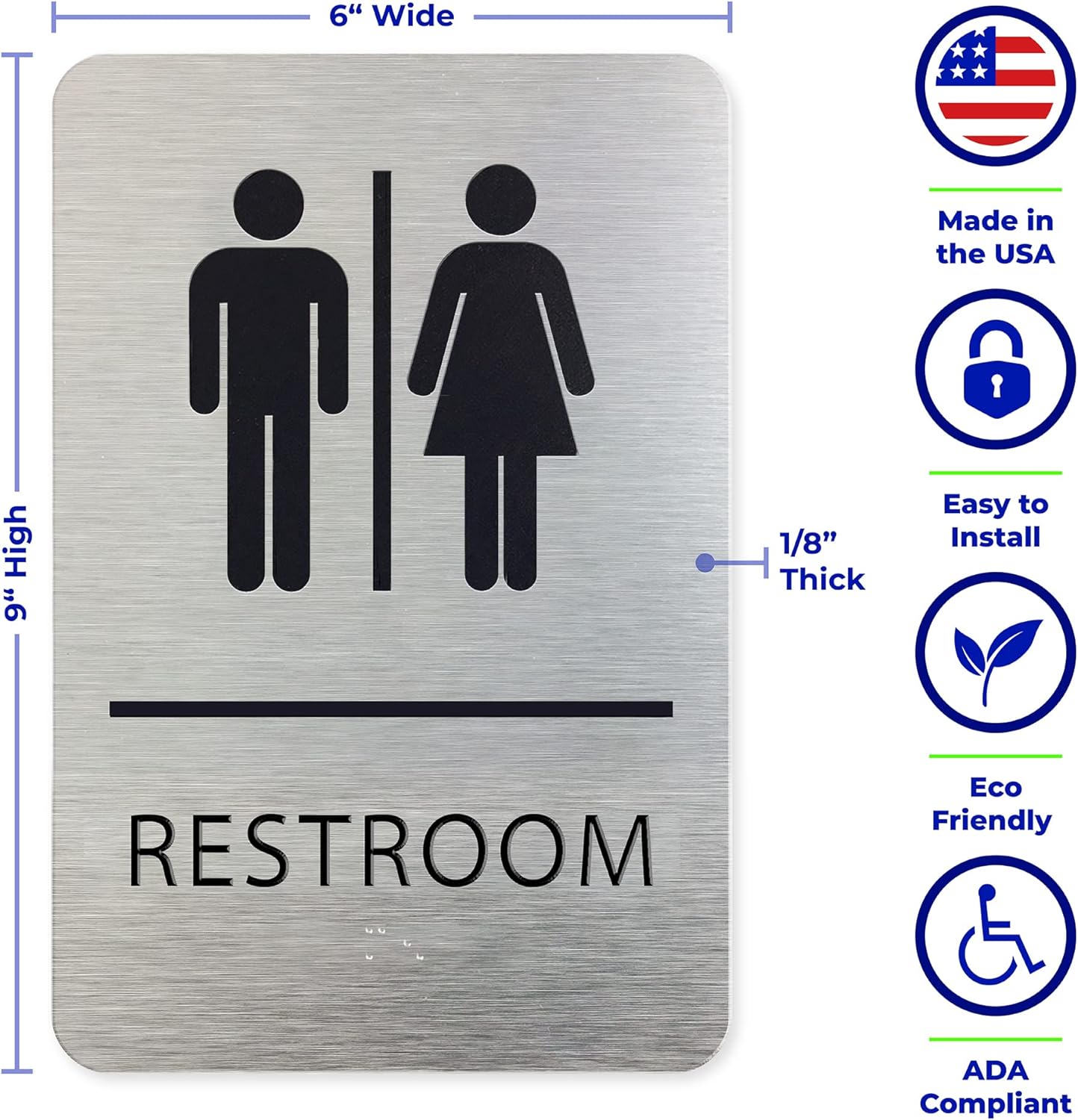 ADA Restroom Sign | Unisex | 6x9 inches