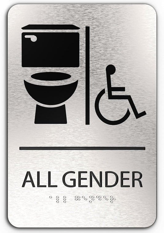 ADA Restroom Sign | Unisex Wheelchair Accessible Symbols | 6x9 inches