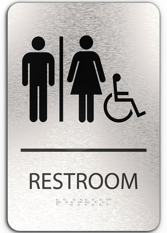 ADA Restroom Sign | Unisex Restroom Wheelchair Accessible | 6x9 inches