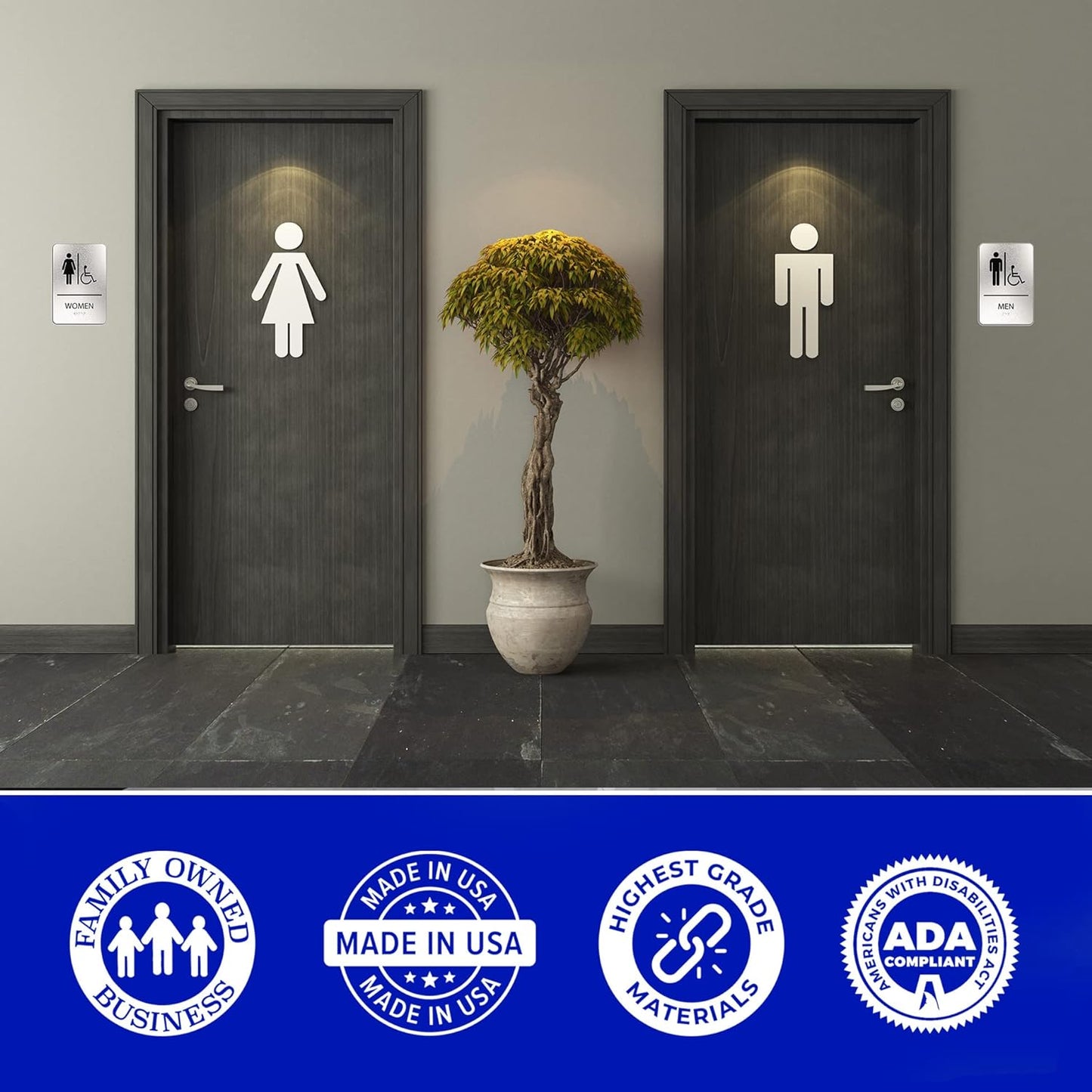 ADA Restroom Sign | Unisex Restroom Wheelchair Accessible | 6x9 inches