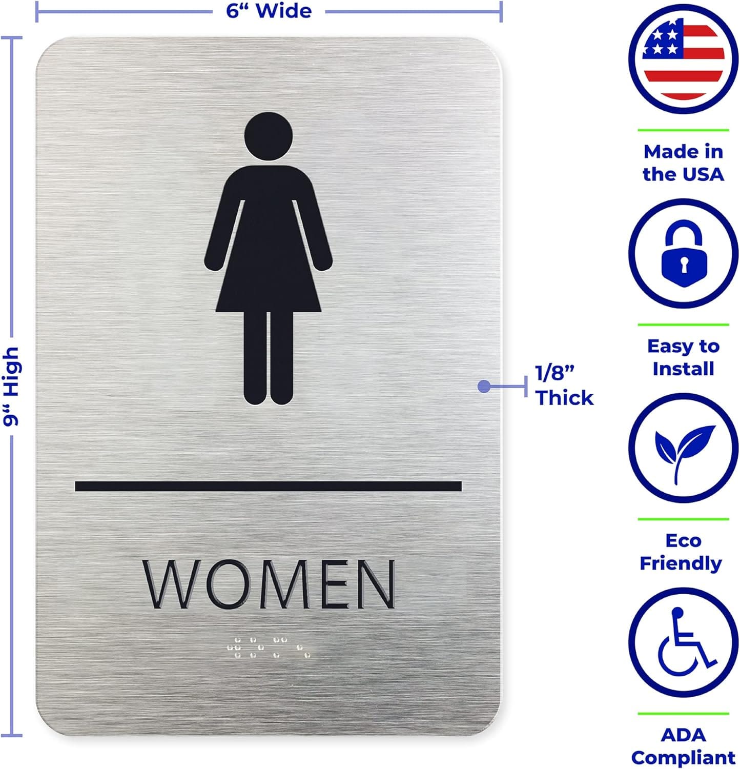 ADA Restroom Sign | Women | 6x9 inches