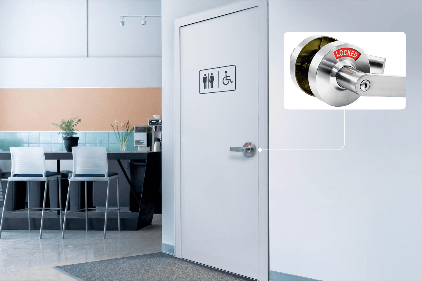 Privacy Door Lock with Occupancy Indicator in Satin Chrome
