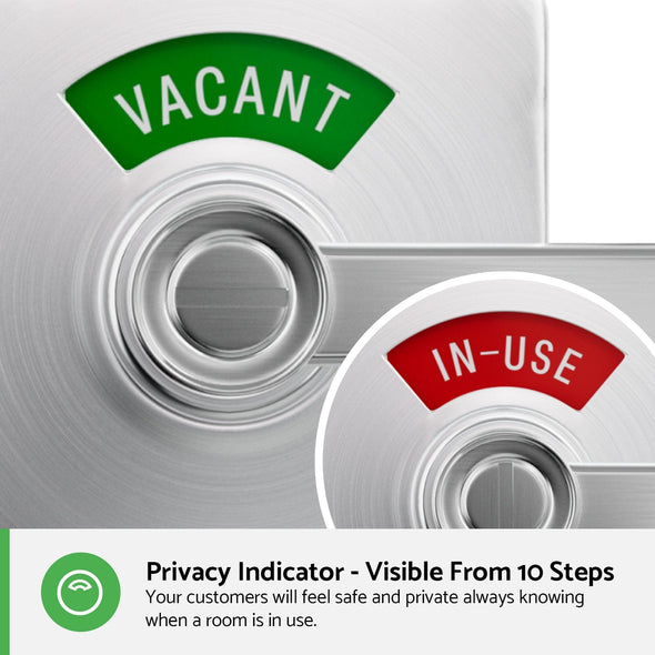 Square Privacy Indicator Door Lock Solstice Lever in Satin Chrome