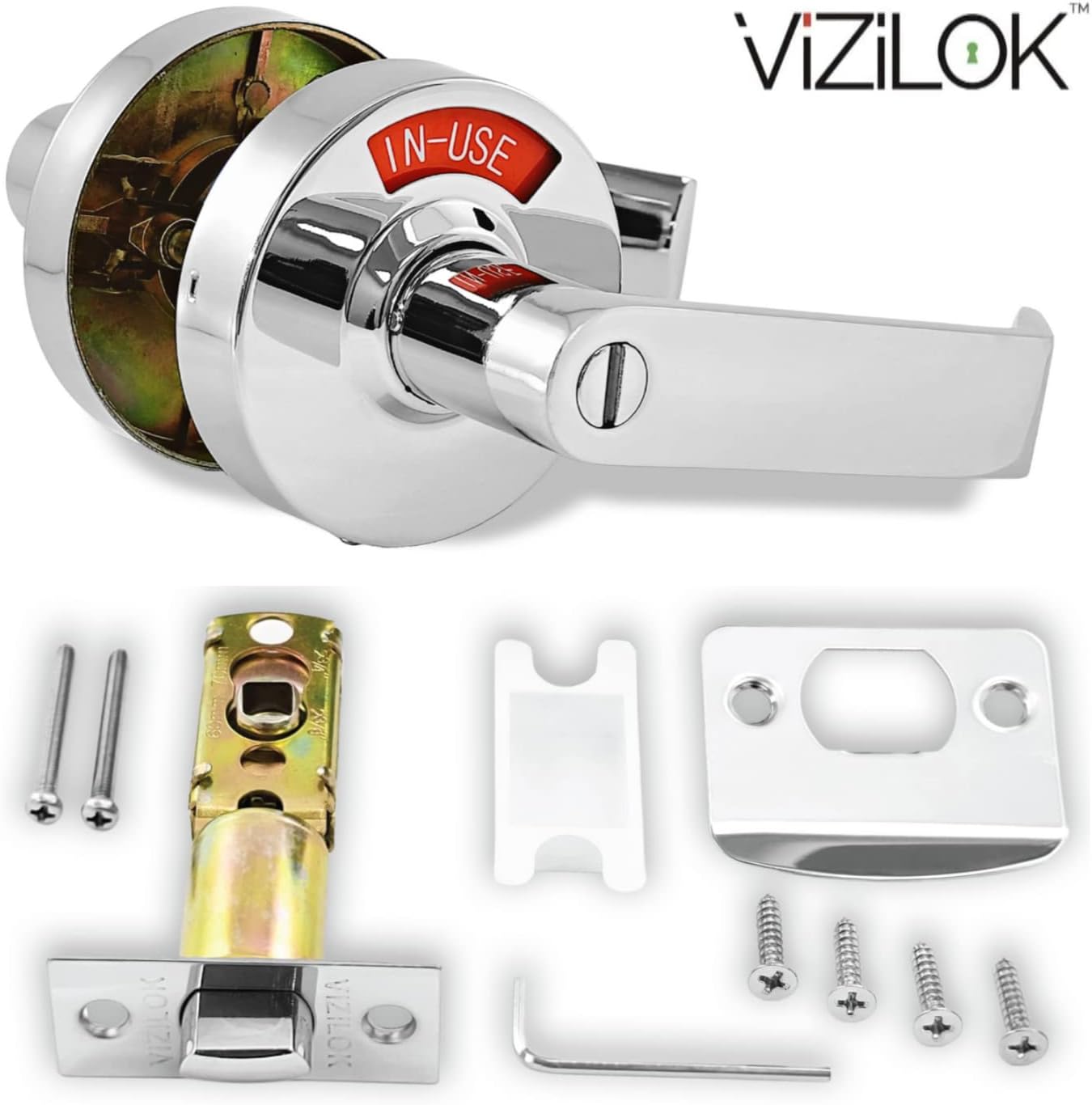 ADA Door Lock with Indicator in Polished Chrome - Left-Handed C5FP-L