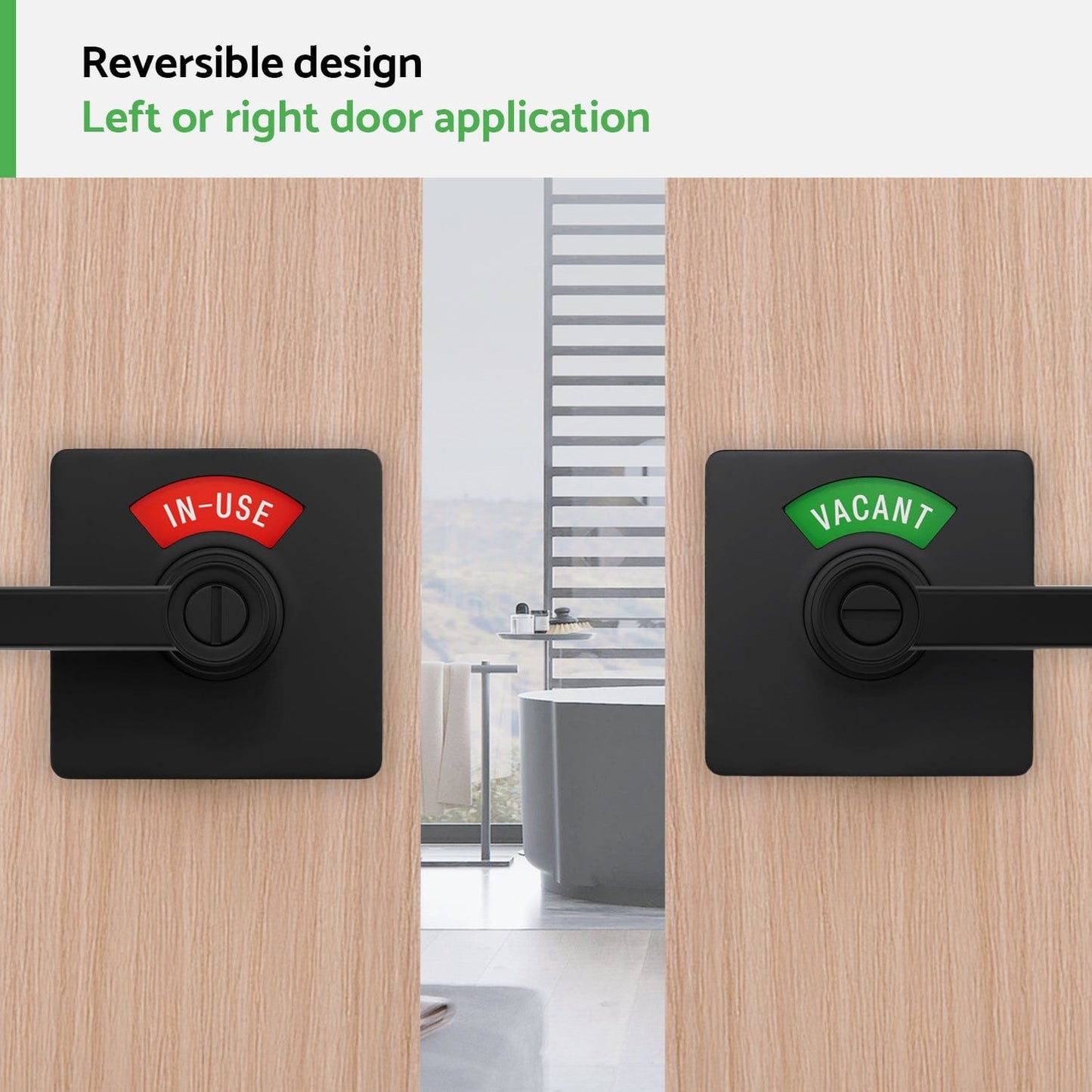 Square Privacy Indicator Door Lock Solstice Lever in Matte Black