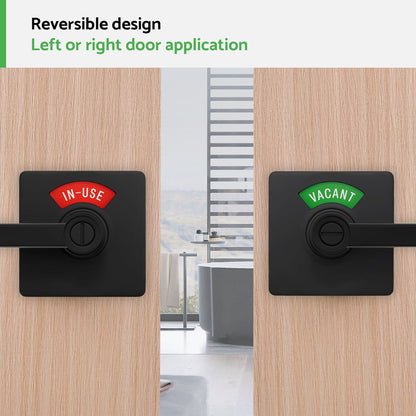 Square Privacy Indicator Door Lock Solstice Lever in Matte Black