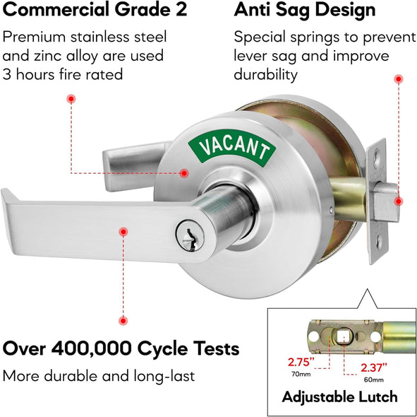 Premium Heavy Duty Commercial Door Lock with Indicator & Keys
