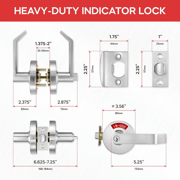 Premium Heavy Duty Commercial Door Lock with Indicator & Keys