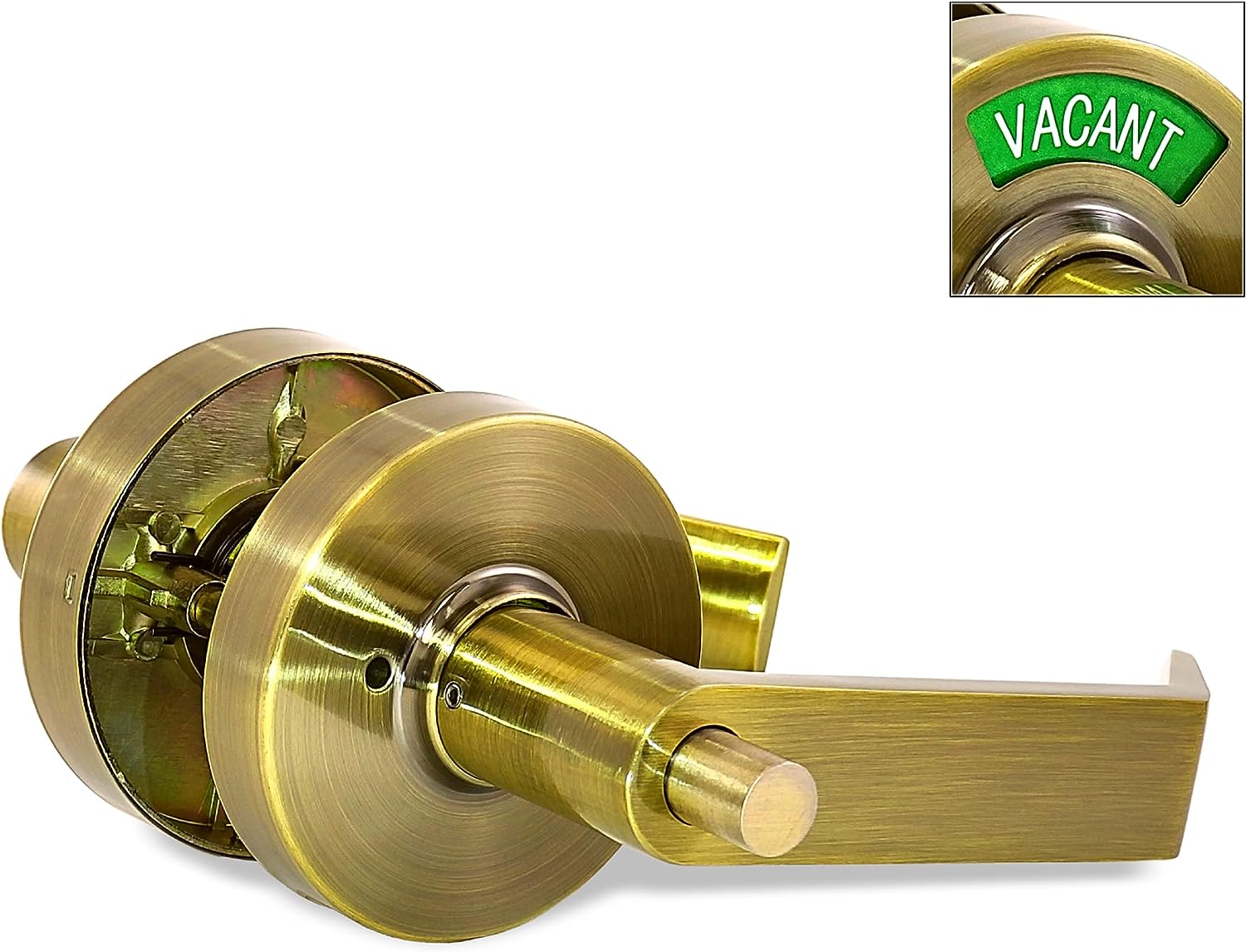ADA Door Lock with Indicator in Antique Brass - Left-Handed
