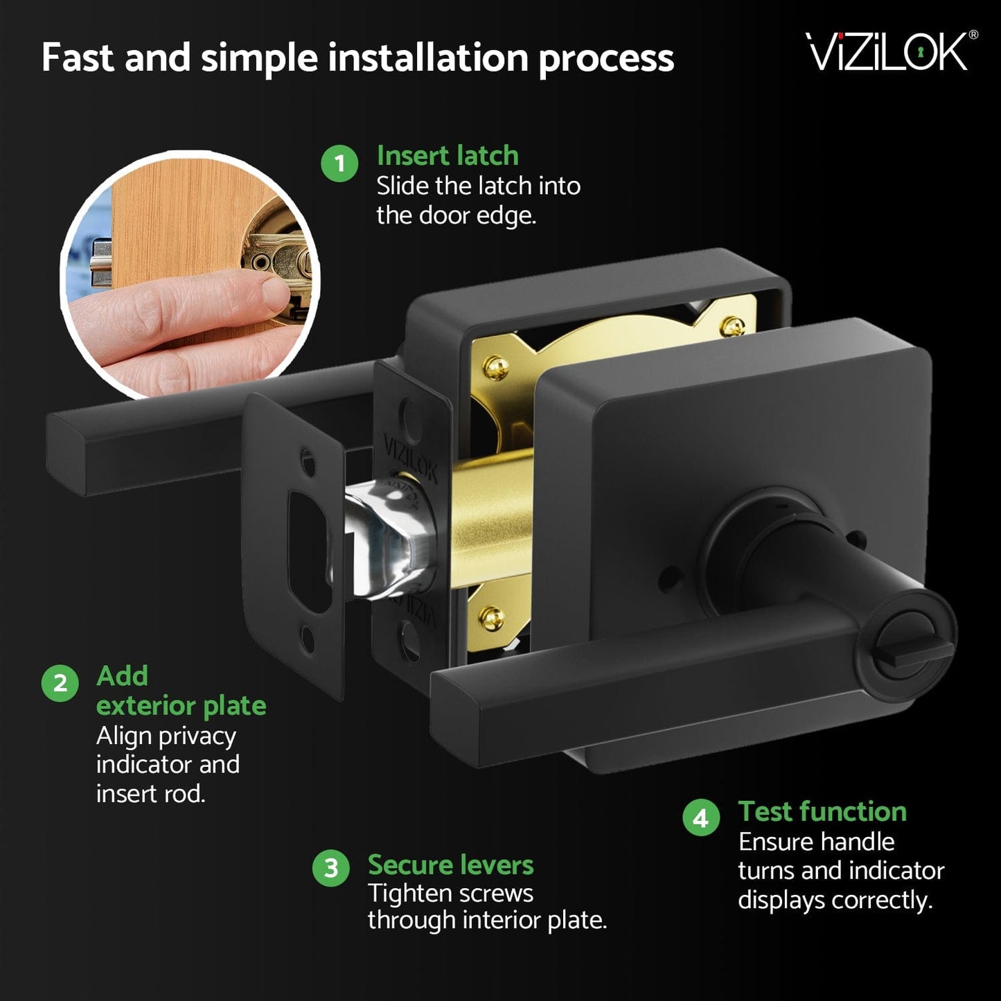 Square Privacy Indicator Door Lock Solstice Lever in Matte Black