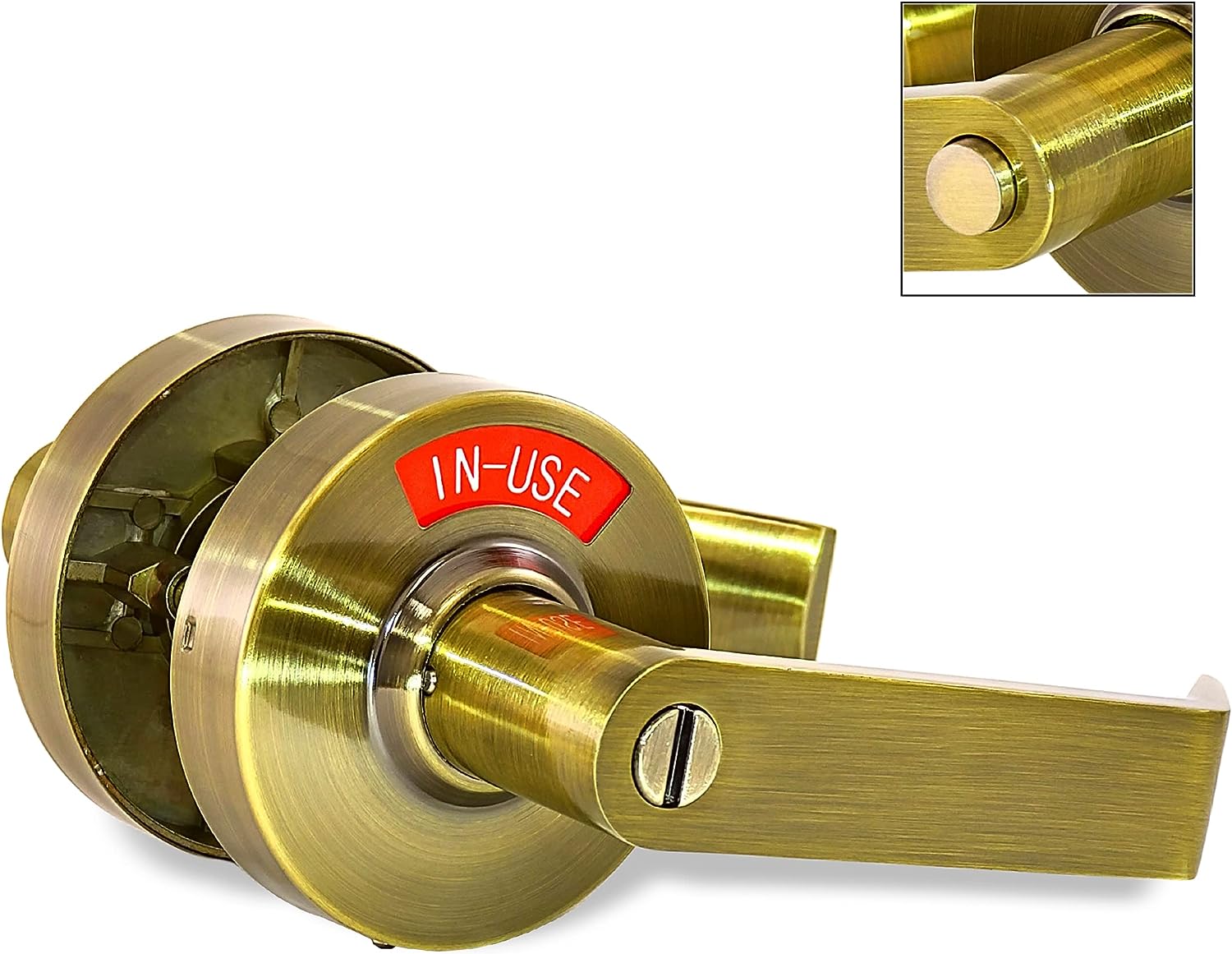 ADA Privacy Indicator Lock and Lever in Antique Brass | VIZILOK™