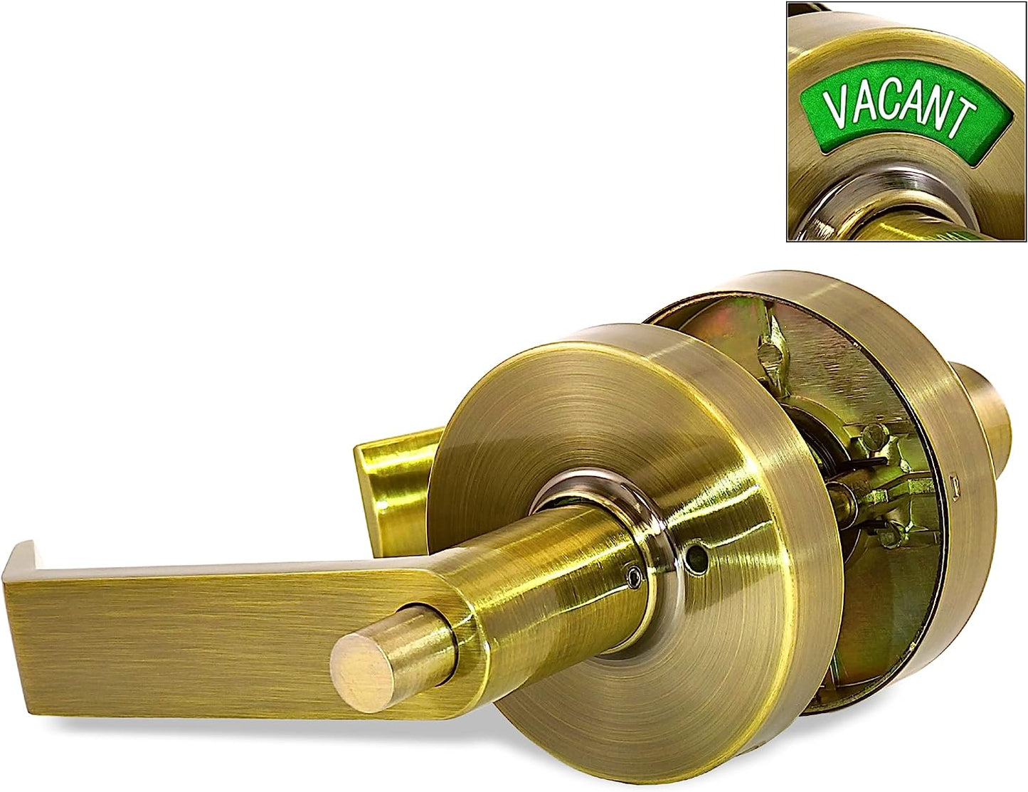 ADA Door Lock with Indicator in Antique Brass - Right-Handed