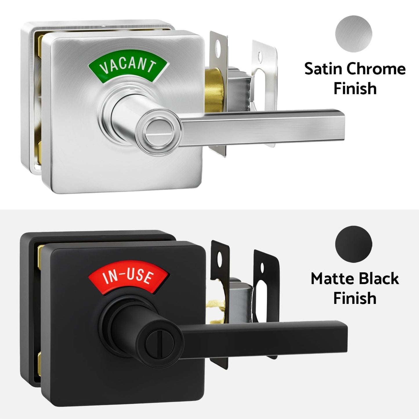 Square Privacy Indicator Door Lock Solstice Lever in Satin Chrome