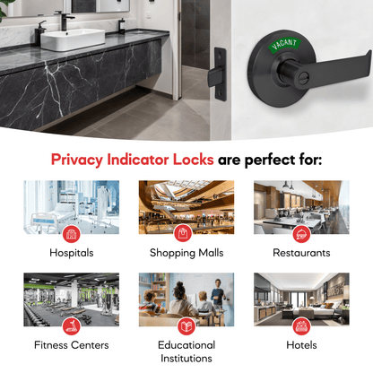 Premium Heavy Duty Commercial Door Lock with Indicator in Matte Black