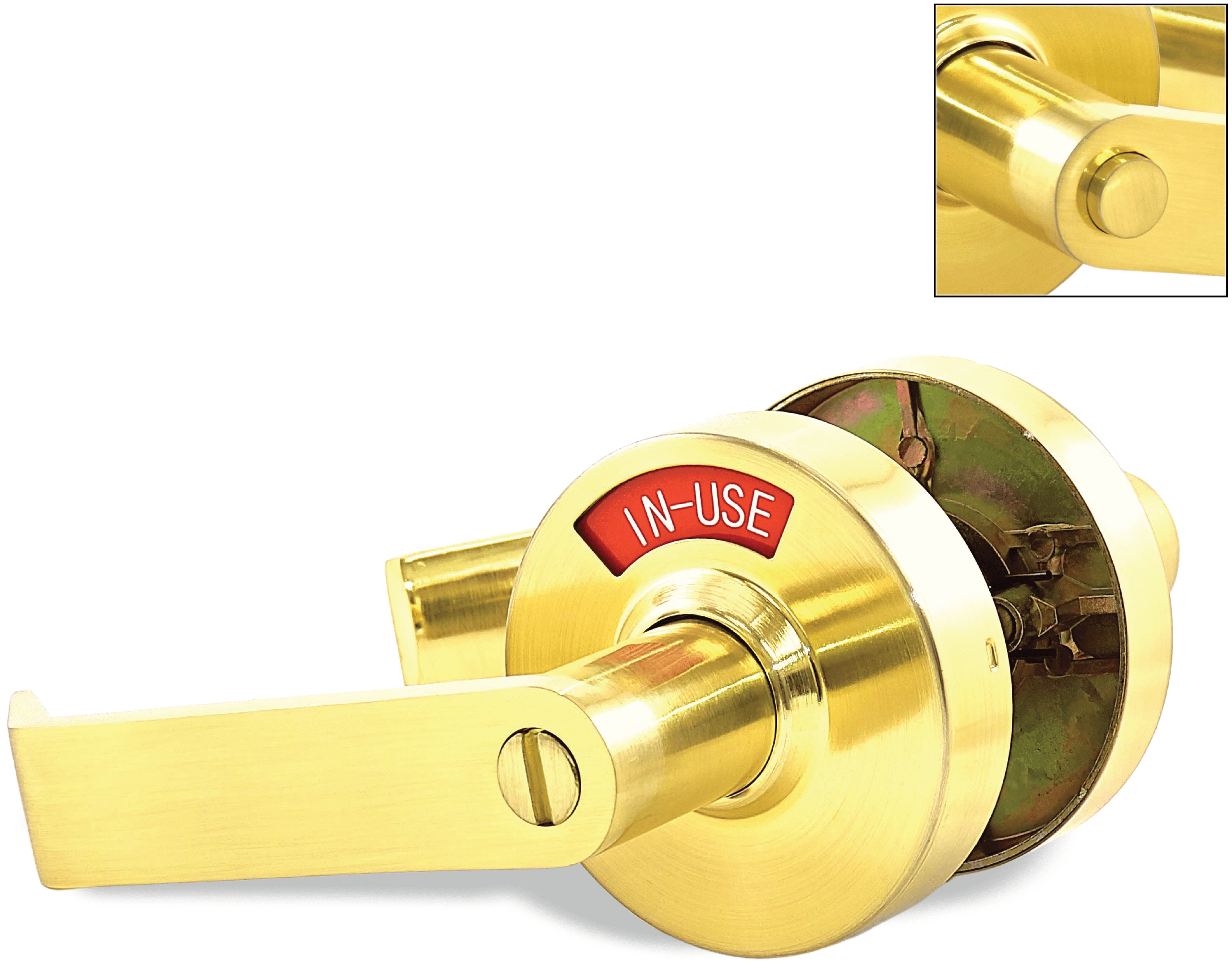 ADA Door Lock with Indicator in Satin Brass - Left-Handed | VIZILOK®