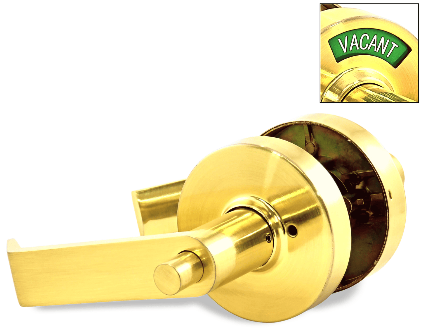 ADA Door Lock with Indicator in Satin Brass - Right-Handed