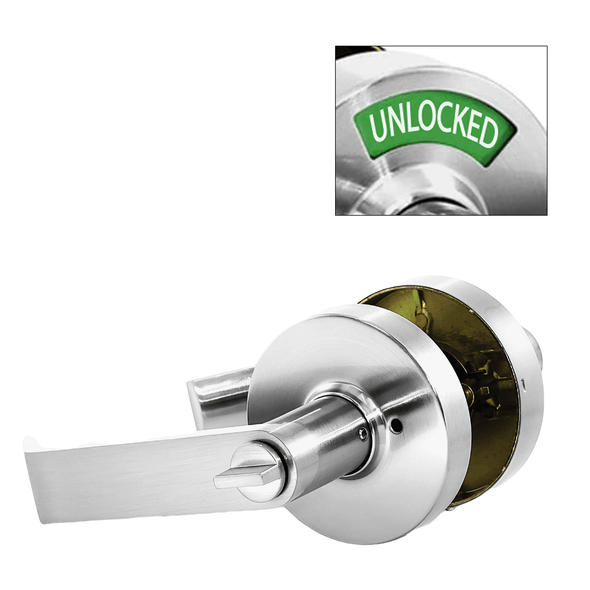 Privacy Door Lock with LOCKED / UNLOCKED Indicator in Satin Chrome