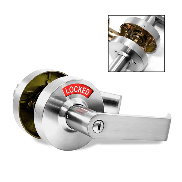 Privacy Door Lock with LOCKED / UNLOCKED Indicator in Satin Chrome