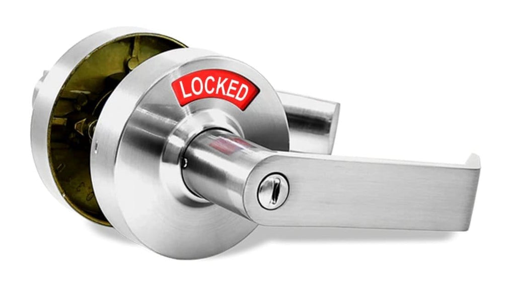 Privacy Door Lock with LOCKED / UNLOCKED Indicator in Satin Chrome