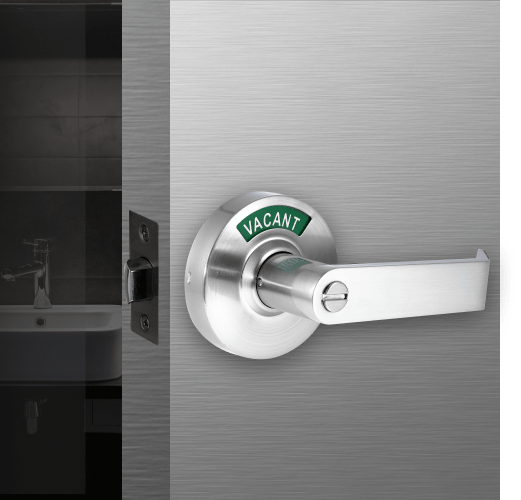 ADA Privacy Indicator Lock and Lever in 26D Satin Chrome | VIZILOK™