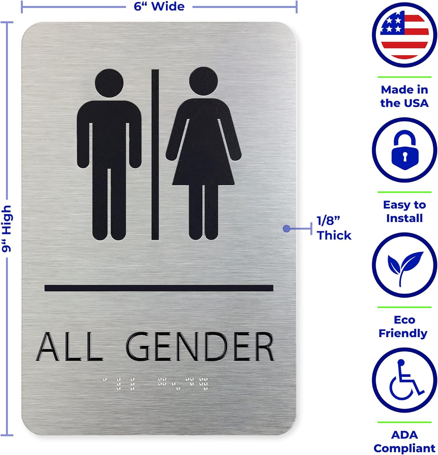 ADA Restroom Sign | All Gender | 6x9 inches