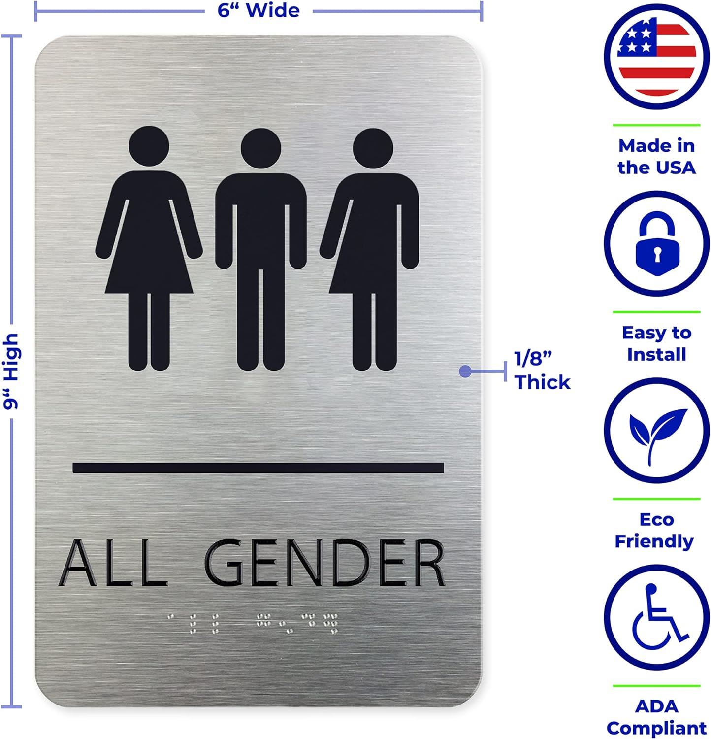 ADA Restroom Sign | All Gender Alternative | 6x9 inches