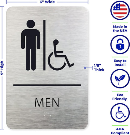 ADA Restroom Sign | Men Wheelchair Accessible| 6x9 inches