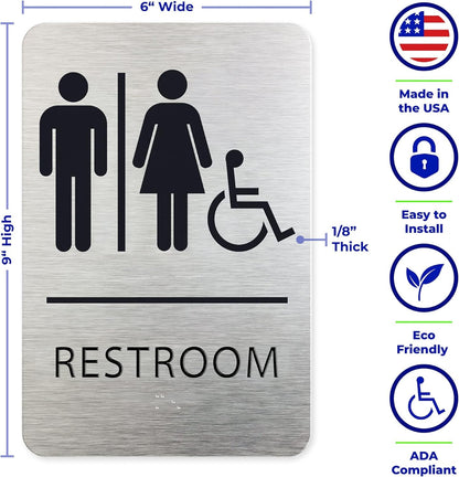 ADA Restroom Sign | Unisex Restroom Wheelchair Accessible | 6x9 inches