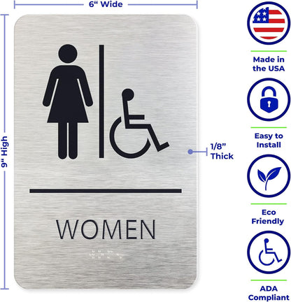 ADA Restroom Sign | Women Wheelchair Accessible | 6x9 inches