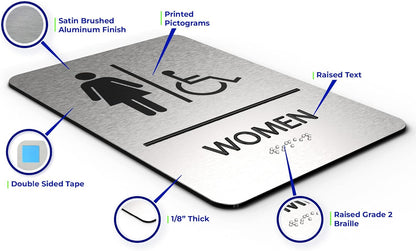 ADA Restroom Sign | Women Wheelchair Accessible | 6x9 inches