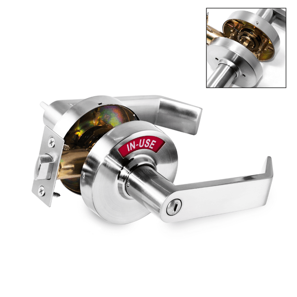 Privacy Lock with Occupancy Indicator in Satin Chrome