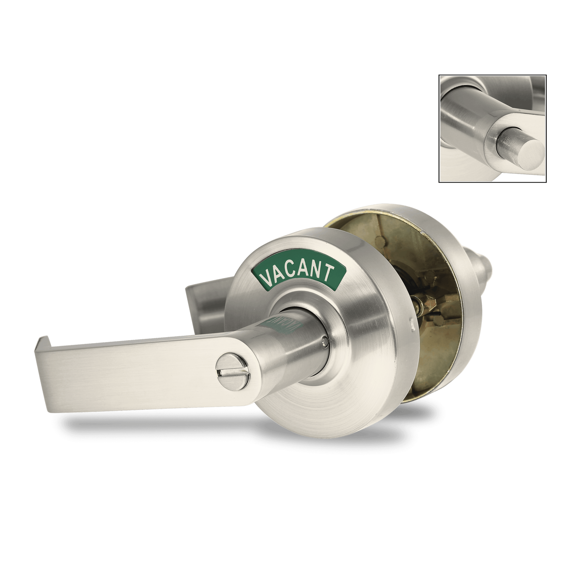 ADA Door Lock with Vacant Indicator in Satin Nickel-Left-Handed